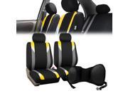 Front Bucket Pair for Auto Vehicle Yellow with Seat Back Cushion Pad Black Car SUV Van Truck