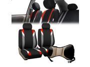 Front Bucket Pair for Auto Vehicle Red with Seat Back Cushion Pad Beige Car SUV Van Truck