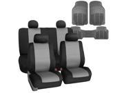 Car Seat Cover Neoprene Waterproof Pet Proof Full Set 4 Headrest Cover Gray w Floor Mats