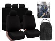 Car Seat Covers Complete Set Black For Car W.Seat Back Organizer Storage Bag