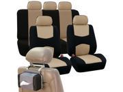 Car Seat Covers Deluxe Complete Set Beige Free Gift Tissue Dispenser