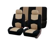Car Seat Covers 4PCS Set Two Front with Belt Pads Set Beige Black For Car Truck