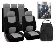 Car Seat Covers Premium Set Gray W.Seat Back Organizer Storage Bag