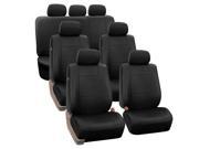 3 Row PU Leather Seat Covers Airbag Ready 4 Buckets 1 Split Bench Black