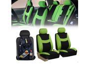Airbag Ready Combo Bucket Cover w Seat Back Organizer Combo Car SUV Green