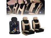 Airbag Ready Combo Bucket Cover w Seat Back Organizer Combo Car SUV Beige