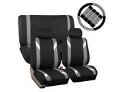 UPC 332111200384 product image for Car Seat Cover Set For Auto Sporty Gray W/2Headrests,Steering Cover,Belt Pads | upcitemdb.com