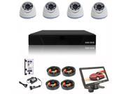 CCTV System Kit ADH DVR H.264 HDD 4x CMOS 1 4? 1.0MP 3.6mm Dome Cameras with 2TB Hard disk and 7? inch TFT CCTV mini monitor