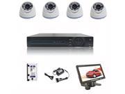 CCTV System NVR Kit H.264 HDD 4x720P 1.0 MegaPixels 3.6mm Dome Cameras with 2TB Hard disk and 7?inch mini monitor