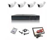 CCTV System NVR Kit H.264 HDD 4x720P 1.0 MegaPixels 3.6mm Waterproof Cameras with 1TB Hard disk and 7?inch mini monitor