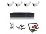 CCTV System NVR Kit H.264 HDD 4x720P 1.0 MegaPixels 3.6mm Waterproof Cameras with 2TB Hard disk and 7?inch mini monitor