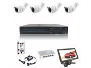 CCTV System NVR Kit H.264 HDD 4x720P 1.0 MegaPixels 3.6mm Waterproof Cameras with 2TB Hard disk 7?inch mini monitor and 5 Ports Switch