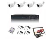 CCTV System NVR Kit H.264 HDD 4x720P 1.0 MegaPixels 3.6mm Waterproof Cameras with 1TB Hard disk 7?inch mini monitor and POE modules