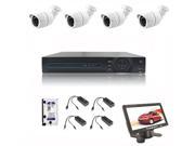CCTV System NVR Kit H.264 HDD 4x720P 1.0 MegaPixels 3.6mm Waterproof Cameras with 2TB Hard disk 7?inch mini monitor and POE modules