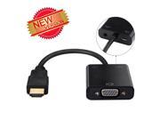 Black 1080P HDMI Gold Plated Male to VGA Female Video Converter Adapter with Micro USB and 3.5mm Audio Port Cable For PC Laptop DVD and Other HDMI Input Device