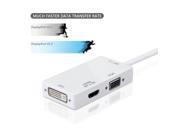 [DP V1.2 Version 4Kx2K] Mini Displayport Mini DP Thunderbolt to HDMI VGA DVI TV HDTV Video White Cable Converter Premium ABS Case Compatible for Apple Mac