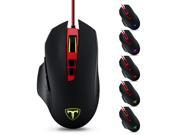 VicTake Wired Gaming Mouse Programmable Laser Gaming Mouse with Adjustable DPI 16400 8200 4000 2000 1000 8 Buttons Adjustable LED Backlight Red