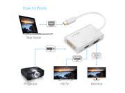 Vtin Mini DisplayPort Thunderbolt Port Compatible to HDMI DVI VGA Male to Female 3 in 1 Adapter with Aluminum Case Supporting 4K Resolution via HDMI