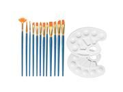 12 Paint Brush 2 Paint Tray Palette Premium Nylon Brushes for Watercolor Acrylic Oil Painting Painting Canvas Ceramic Clay Wood Models