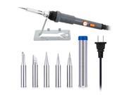 60W 110V Soldering Iron Kit Adjustable Temperature 5pcs Different Tips Stand Solder Wire for Variously Repaired Usage