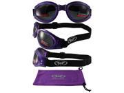 Global Vision Adventure Folding Motorcycle Goggles Gloss Purple Frames with Smoke Lenses