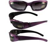 Pacific Coast Sunglasses Chix Rally Padded Motorcycle Sunglasses Translucent Purple Black Frames Gradient Smoke Lenses