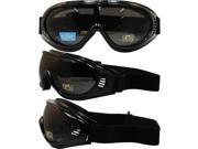 Pacific Coast Sunglasses RPM Motorcycle Goggles Gloss Black Frames Smoke Lenses
