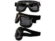 Pacific Coast Sunglasses Nannini Cruiser Hand Sewn Padded Black Leather Motorcycle Goggles Silver Frames Smoke Lenses