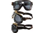 Pacific Coast Sunglasses Nannini Cruiser Padded Motorcycle Goggles Hand Sewn Brown Leather Chrome Frames Smoke Anti Fog Lenses