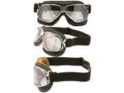 Pacific Coast Sunglasses Nannini Cruiser Padded Motorcycle Goggles Hand Sewn Brown Leather Chrome Frames Clear Mirror Anti Fog Lenses