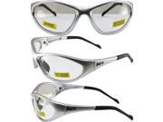 Global Vision Flexer Safety Sunglasses Silver Frames Clear Lenses ANSI Z87.1