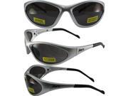 Global Vision Flexer Safety Sunglasses Silver Frames Smoke Lenses ANSI Z87.1