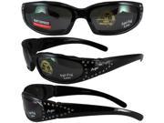 MotoFrames MF Chill Padded Motorcycle Sunglasses Rhinestone Designed Black Frames Smoke Lenses