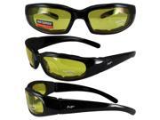 MotoFrames MF Chill Padded Motorcycle Sunglasses Black Frames Yellow Lenses