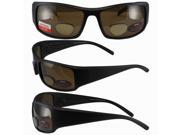 Bifocal Polarized Sunglasses with Matte Black Frames and 2.0x Brown Lenses
