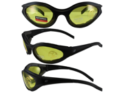 Birdz Raven Motorcycle Glasses with Yellow Shatterproof Anti Fog Polycarbonate Lenses and Wind Blocking Foam