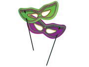 Plastic Mardi Gras Mask With Dowel Polystyrene Wood