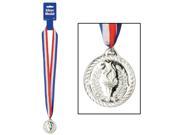 Silver Medal with Ribbon cloth plastic