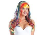 Curly Long Rainbow Adult Wig Multi colored One size 100% Polypropelene