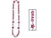 Congrats Grad Red Graduation Bead Necklace plastic