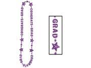 Congrats Grad Purple Graduation Bead Necklace plastic