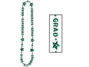 Congrats Grad Green Graduation Bead Necklace plastic
