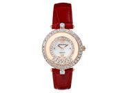 Red Crystal Genuine Leather Watch in Stainless Steel Plated with 18k Rose Gold 128942