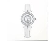 Gemorie The Elisabetta White Leather Jewelry Watch with Zirconia in Silver Plating 129111
