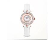 Gemorie The Elisabetta White Leather Jewelry Watch with Zirconia in Rose Gold Plating 129111 RG