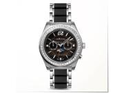 Gemorie Luminor Noir Stainless Steel Watch with Genuine White Topaz 129114 BK
