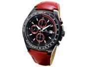 Gemorie Rolls Crown Multi function Sporty Red Leather Watch 129089 R