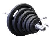VTX 500lb Rubber Olympic Grip Plate Weight Set with Chrome Bar