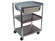 Ideal Products 3 Shelf Stainless Utility Cart Econ Drawer