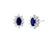 14k Gold with Diamond and Oval Shaped Sapphire Lady Di Earrings